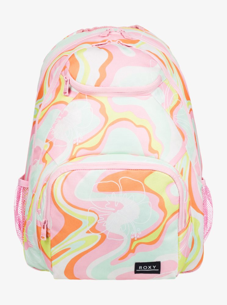 Pink Stripes Women\'s Roxy Shadow Swell Printed 24L Medium Backpacks | USA KDOZ-01932