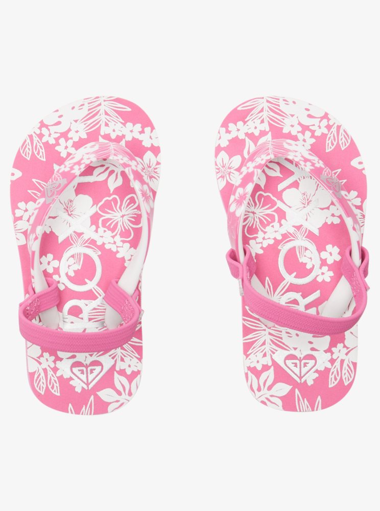 Pink / White Kids' Roxy Pebbles Sandals | USA MXSW-79485