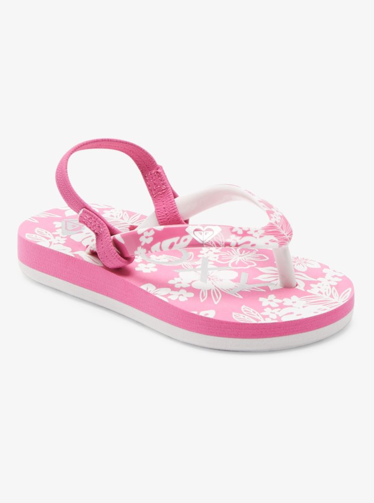 Pink / White Kids\' Roxy Pebbles Sandals | USA MXSW-79485