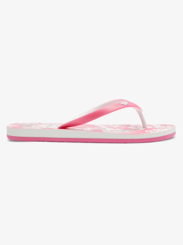 Pink / White Women's Roxy Tahiti Flip Flops | USA UTPS-71240