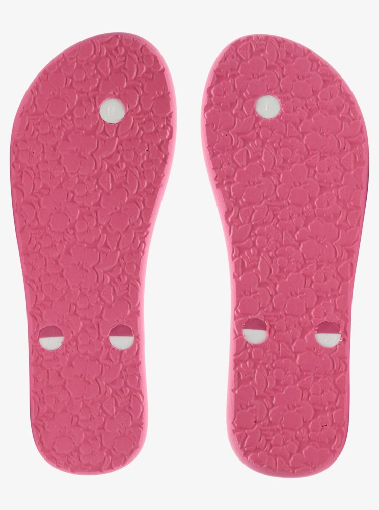 Pink / White Women's Roxy Tahiti Flip Flops | USA UTPS-71240