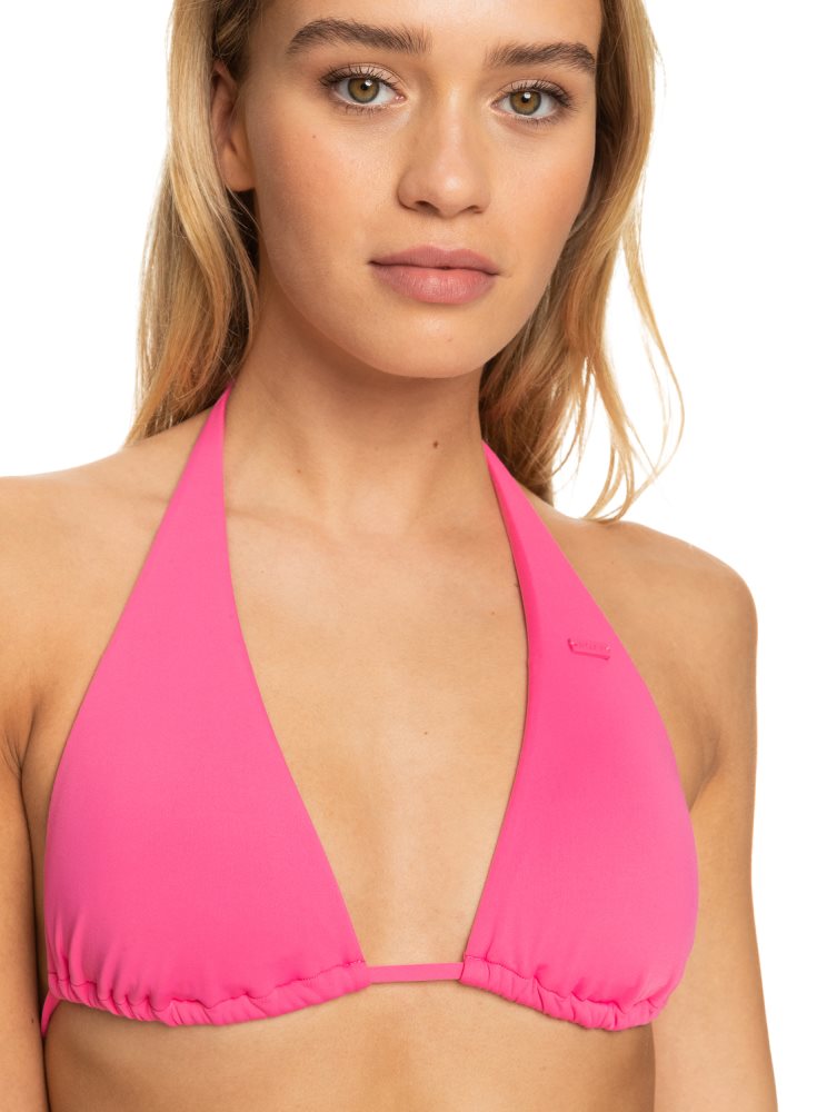 Pink Women's Roxy Beach Classics Tiki Triangle Bikini Tops | USA IFML-87901