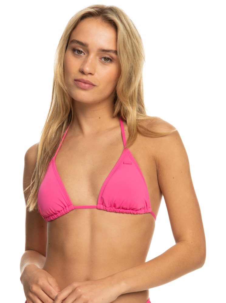 Pink Women\'s Roxy Beach Classics Tiki Triangle Bikini Tops | USA QJGS-49537