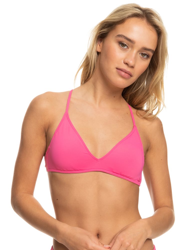 Pink Women\'s Roxy Beach Classics Triangle Bikini Tops | USA NKFX-68795