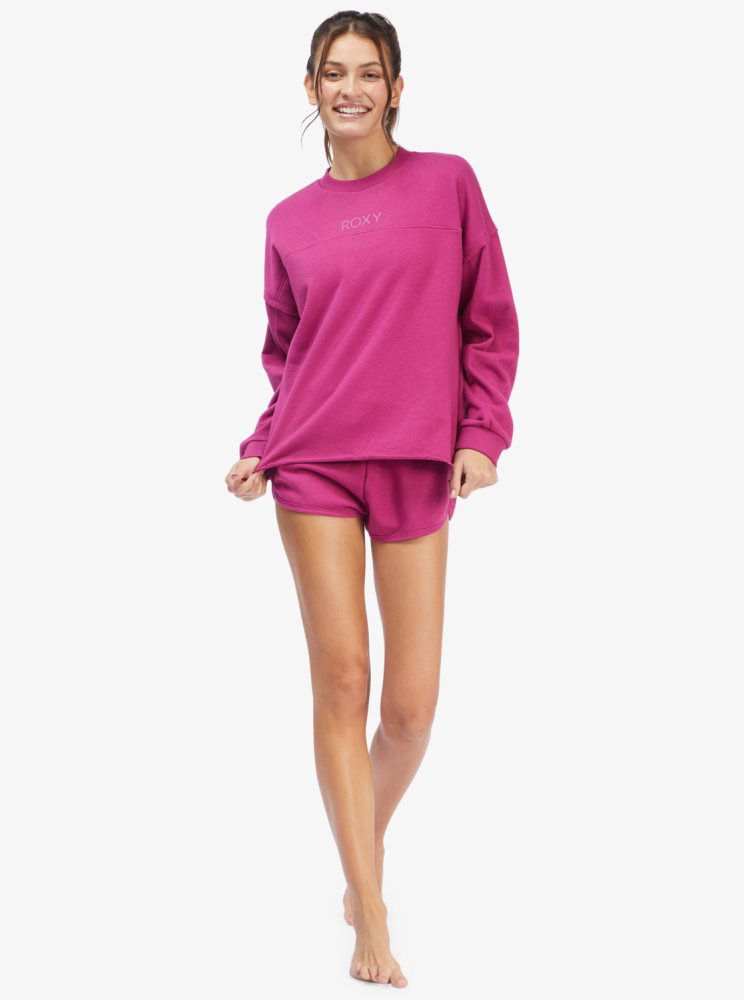 Pink Women's Roxy Come Around Crewneck Sweatshirts | USA INFW-80495