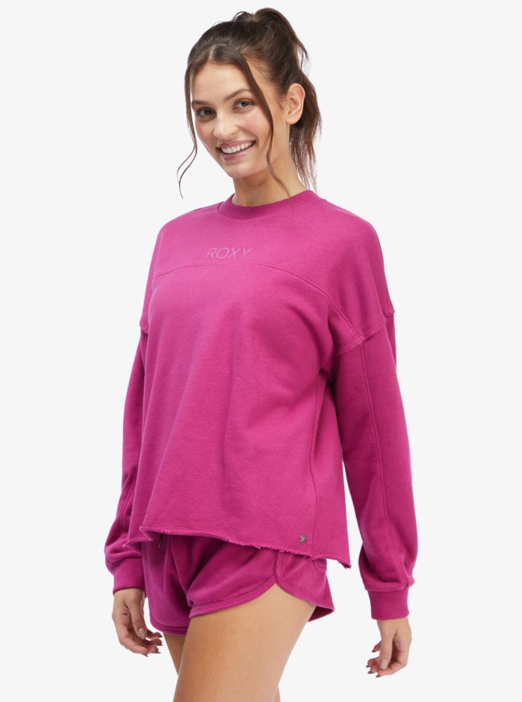 Pink Women's Roxy Come Around Crewneck Sweatshirts | USA INFW-80495