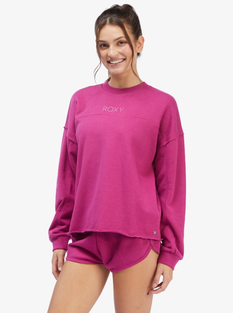 Pink Women\'s Roxy Come Around Crewneck Sweatshirts | USA INFW-80495