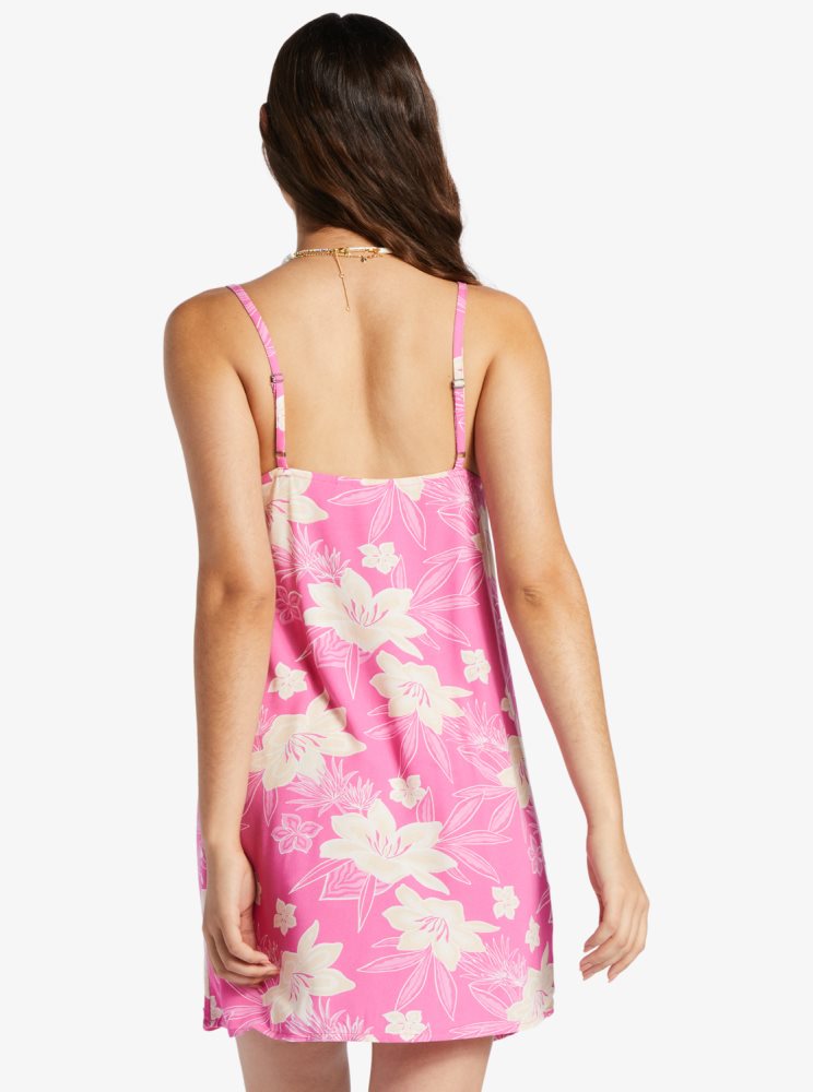 Pink Women's Roxy Daytrip Mini V-Neck Slip Dress | USA IUBX-48253