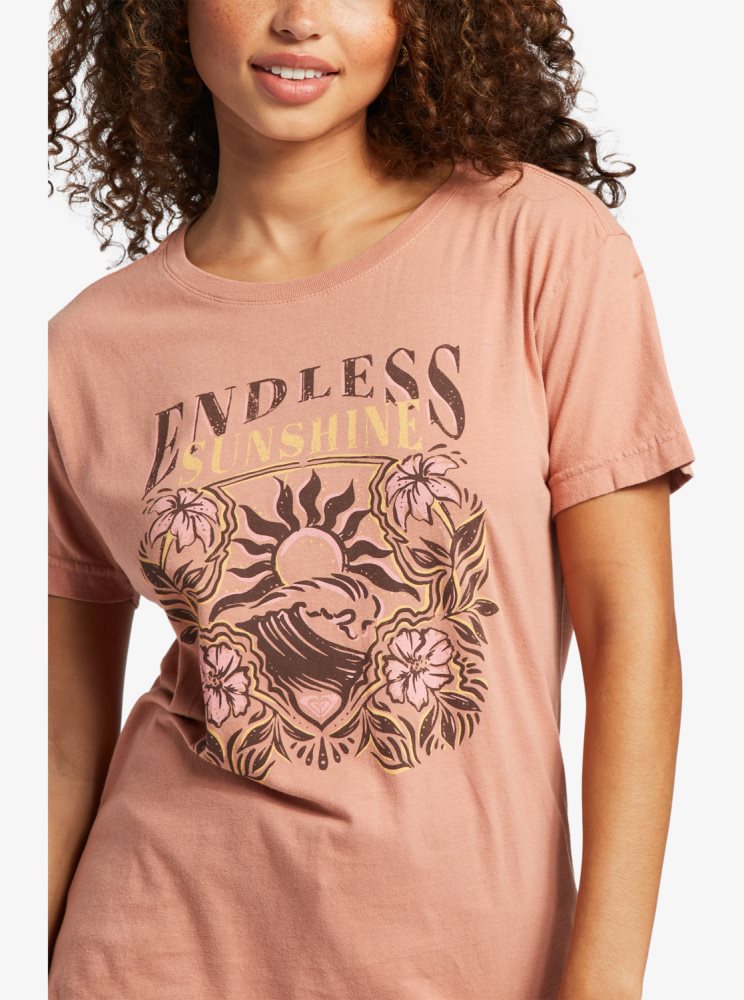 Pink Women's Roxy Endless Sunshine Oversized T Shirts | USA NKPR-73860