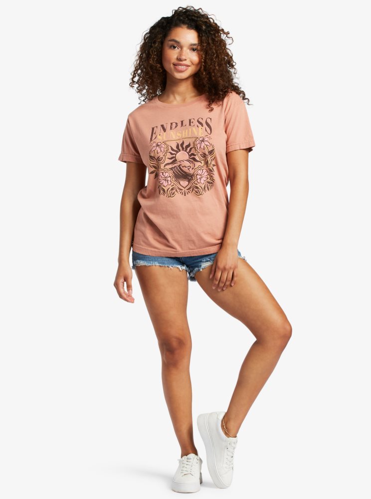 Pink Women's Roxy Endless Sunshine Oversized T Shirts | USA NKPR-73860