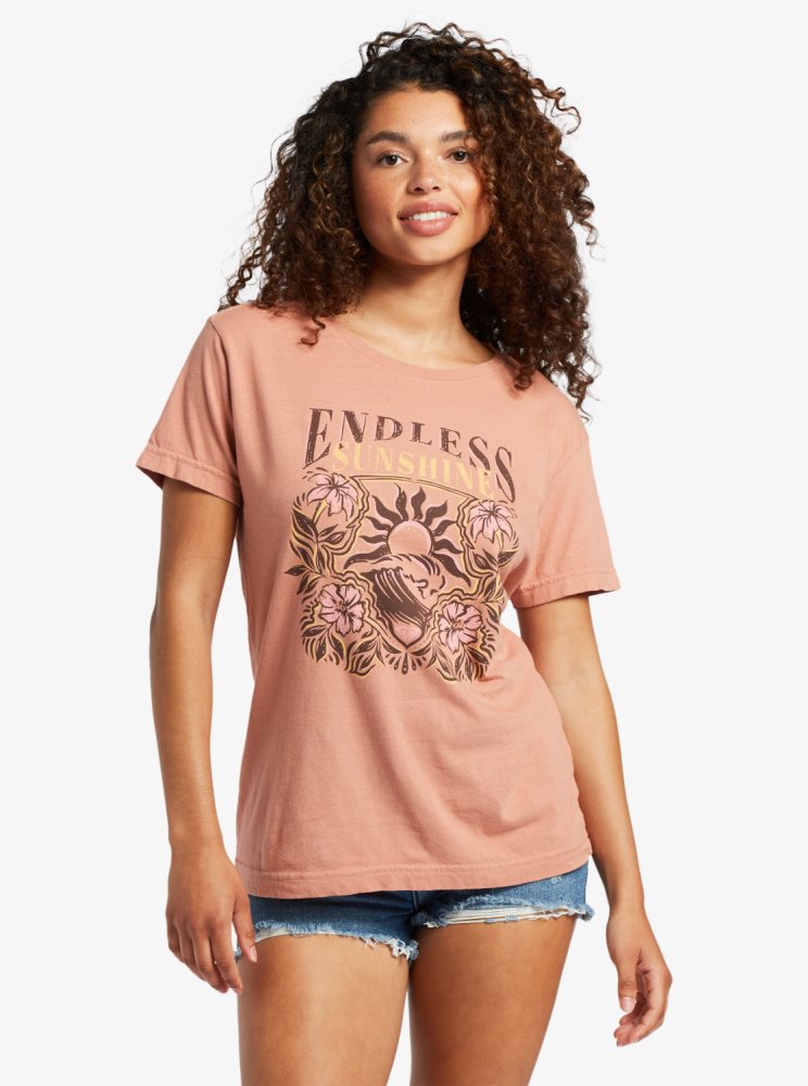 Pink Women\'s Roxy Endless Sunshine Oversized T Shirts | USA NKPR-73860