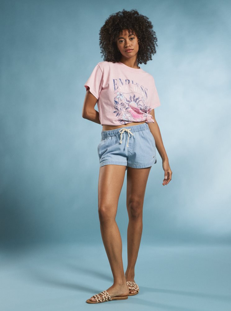 Pink Women's Roxy Endless Sunshine Oversized T Shirts | USA NQRU-49873