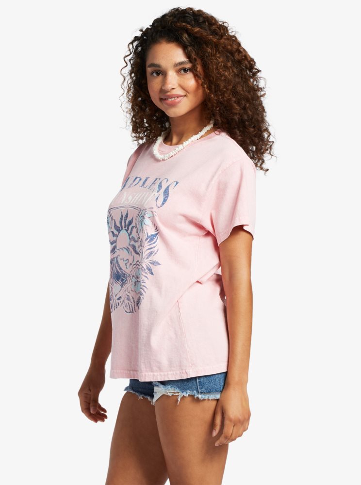 Pink Women's Roxy Endless Sunshine Oversized T Shirts | USA NQRU-49873