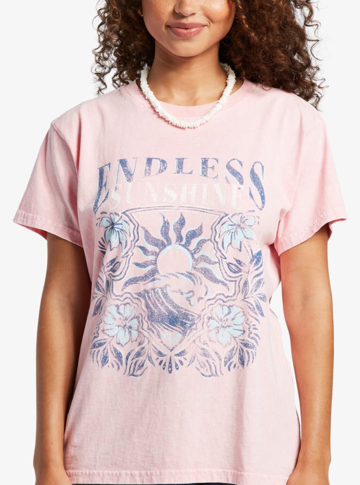 Pink Women's Roxy Endless Sunshine Oversized T Shirts | USA NQRU-49873