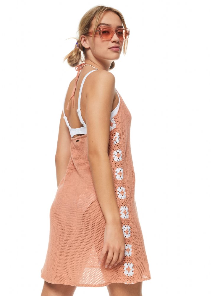 Pink Women's Roxy Fresh Sparkle Crochet Dress | USA JOQI-98637