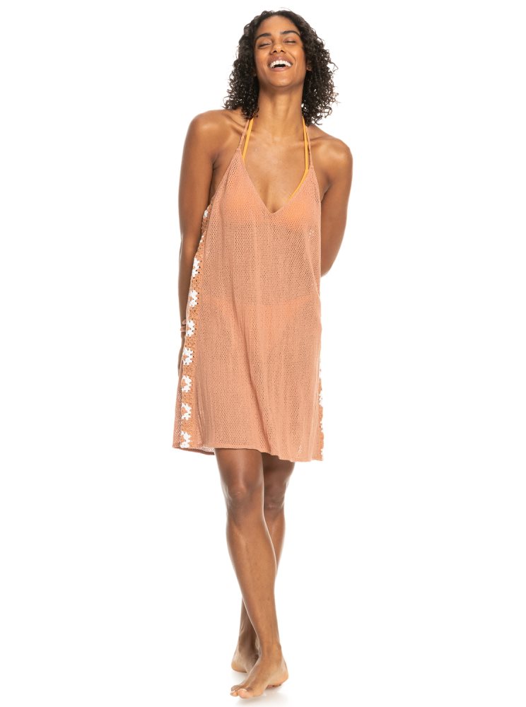 Pink Women's Roxy Fresh Sparkle Crochet Dress | USA JOQI-98637