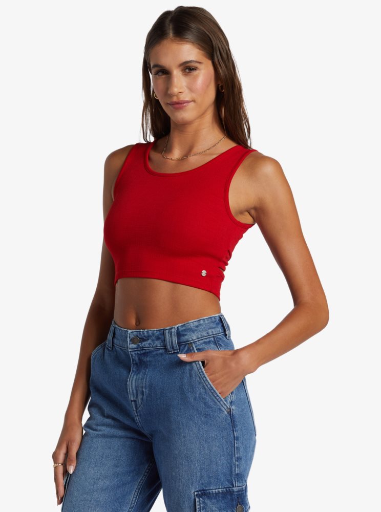 Pink Women's Roxy Good Keepsake Crop Tops | USA VQOG-17534