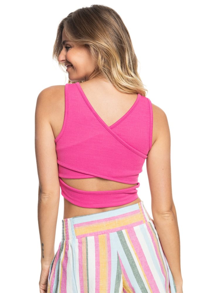 Pink Women's Roxy Good Keepsake Crop Tops | USA WZVG-41725