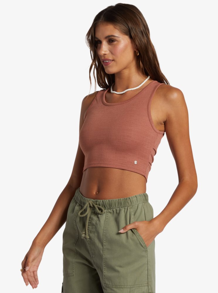 Pink Women's Roxy Good Keepsake Crop Tops | USA XNGP-12697