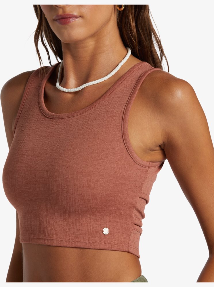 Pink Women's Roxy Good Keepsake Crop Tops | USA XNGP-12697