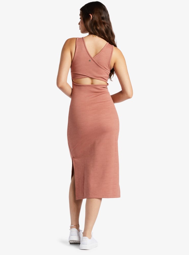 Pink Women's Roxy Good Keepsake Strappy Midi Dress | USA GSMC-38250