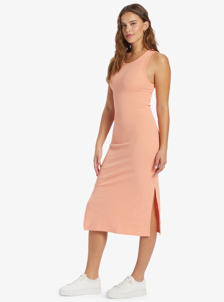 Pink Women's Roxy Good Keepsake Strappy Midi Dress | USA XIAZ-79053