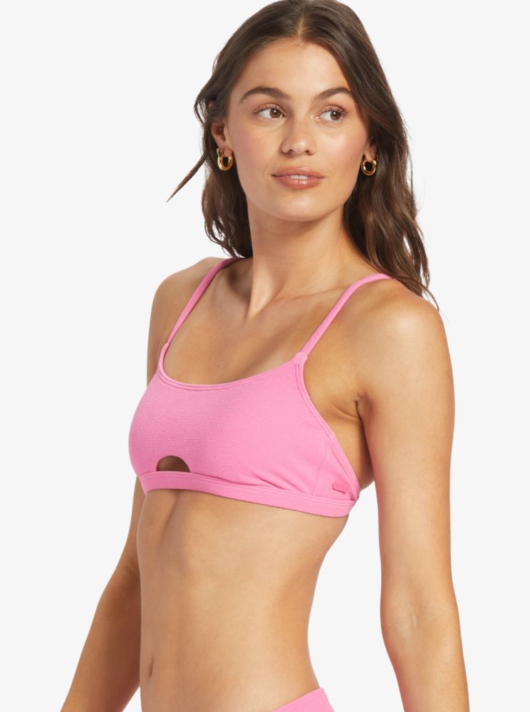 Pink Women's Roxy Hawaiian Heat Bralette Bikini Tops | USA LBQX-59231