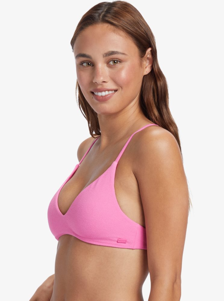 Pink Women's Roxy Hawaiian Heat Triangle Bikini Tops | USA EMDK-72053