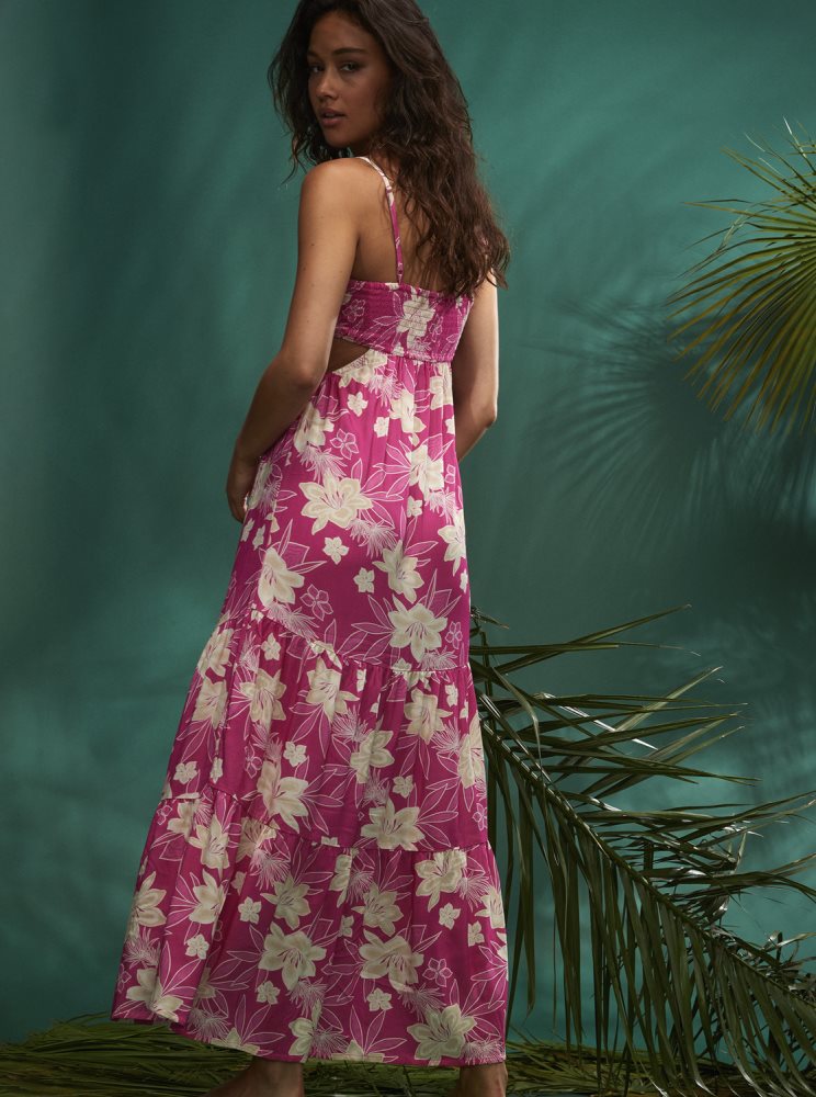 Pink Women's Roxy Hot Tropics Maxi Dress | USA LHQG-13096