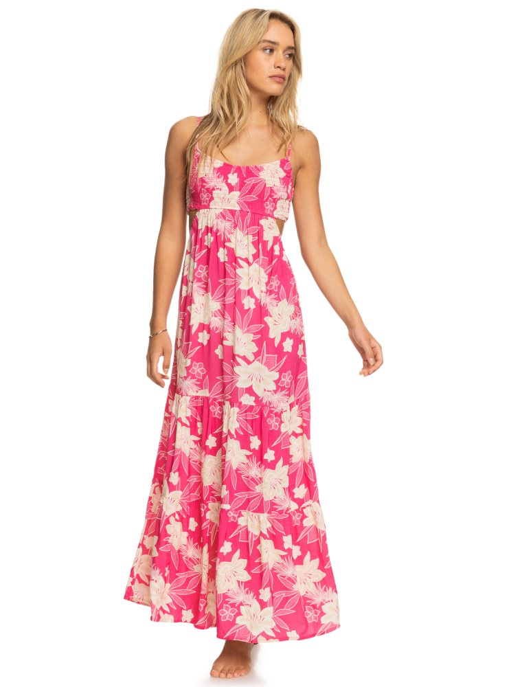 Pink Women's Roxy Hot Tropics Maxi Dress | USA LHQG-13096