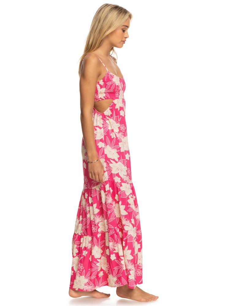 Pink Women's Roxy Hot Tropics Maxi Dress | USA LHQG-13096