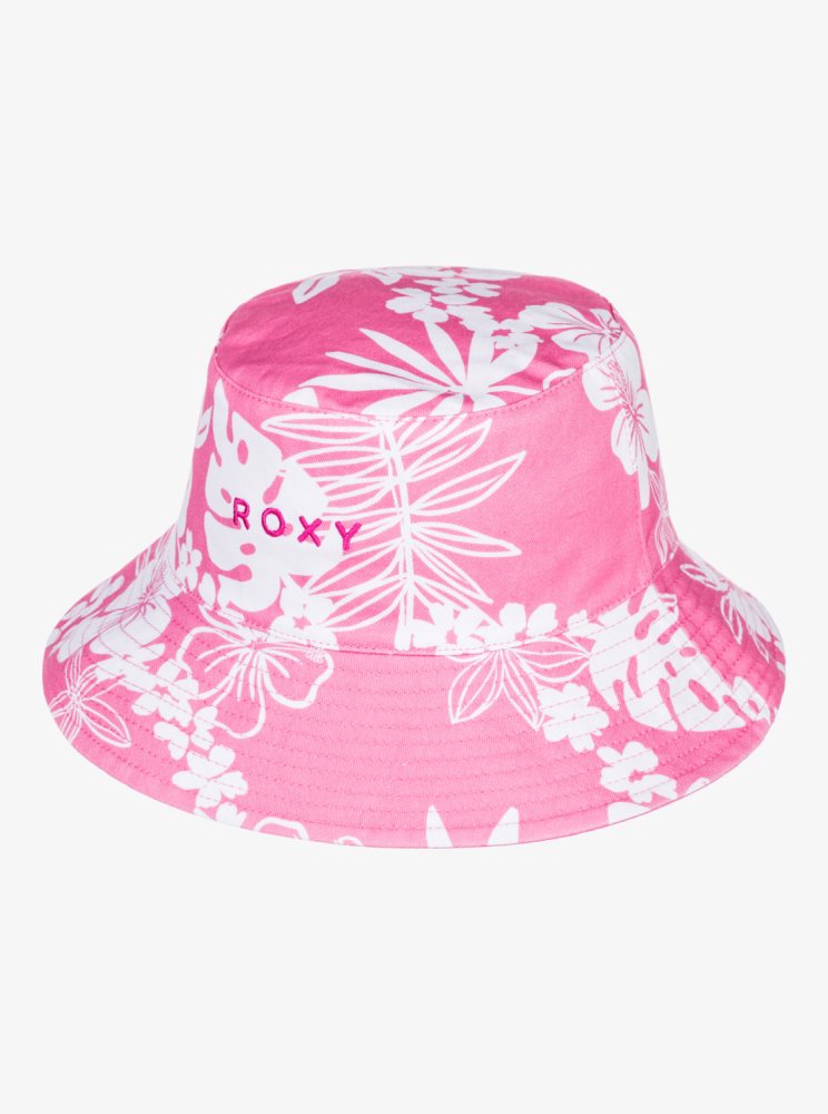 Pink Women's Roxy Jasmine Paradise Reversible Bucket Hats | USA IYXL-95740