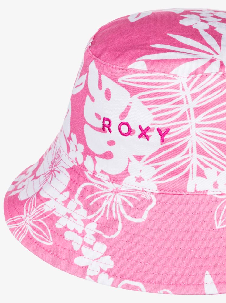 Pink Women's Roxy Jasmine Paradise Reversible Bucket Hats | USA IYXL-95740