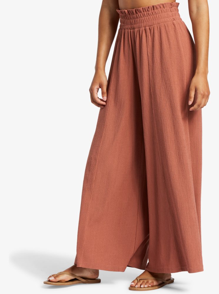 Pink Women's Roxy Jetsetter Wide Leg Pants | USA TSWQ-07251