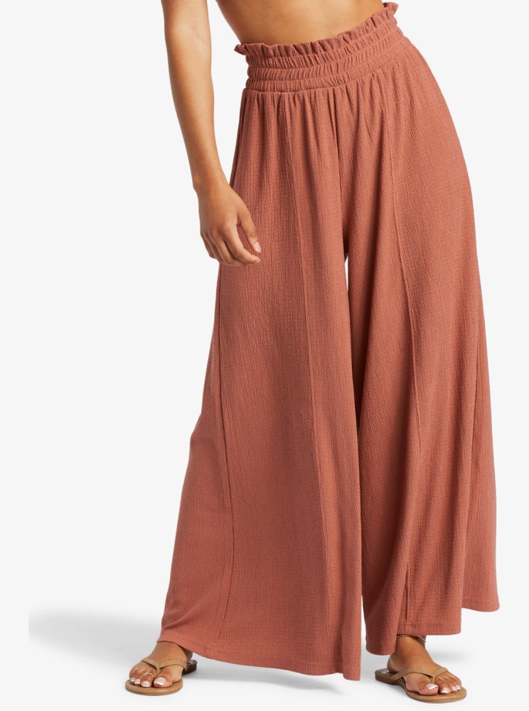 Pink Women\'s Roxy Jetsetter Wide Leg Pants | USA TSWQ-07251