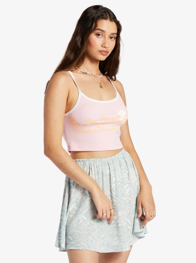 Pink Women's Roxy Linedance Cropped Tanks | USA UTBR-54306