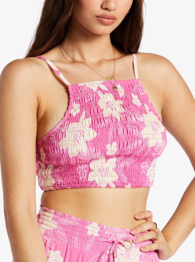 Pink Women's Roxy Live Free Strappy Tanks | USA SODM-92138