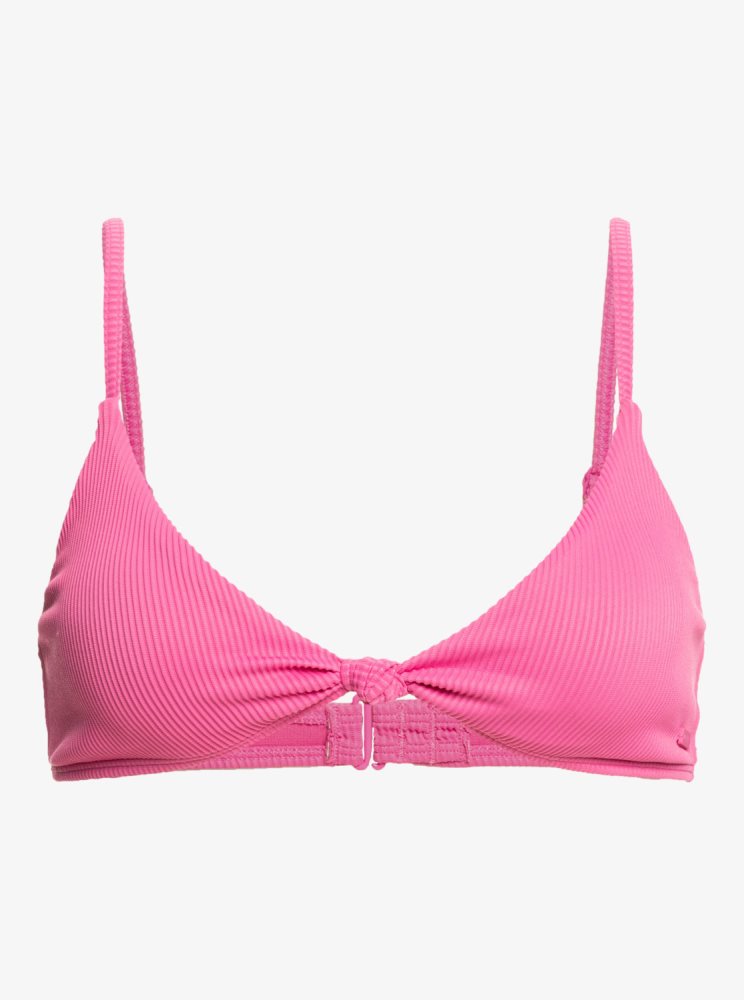 Pink Women's Roxy Love The Surf Knot Triangle Bikini Tops | USA TDPY-35267