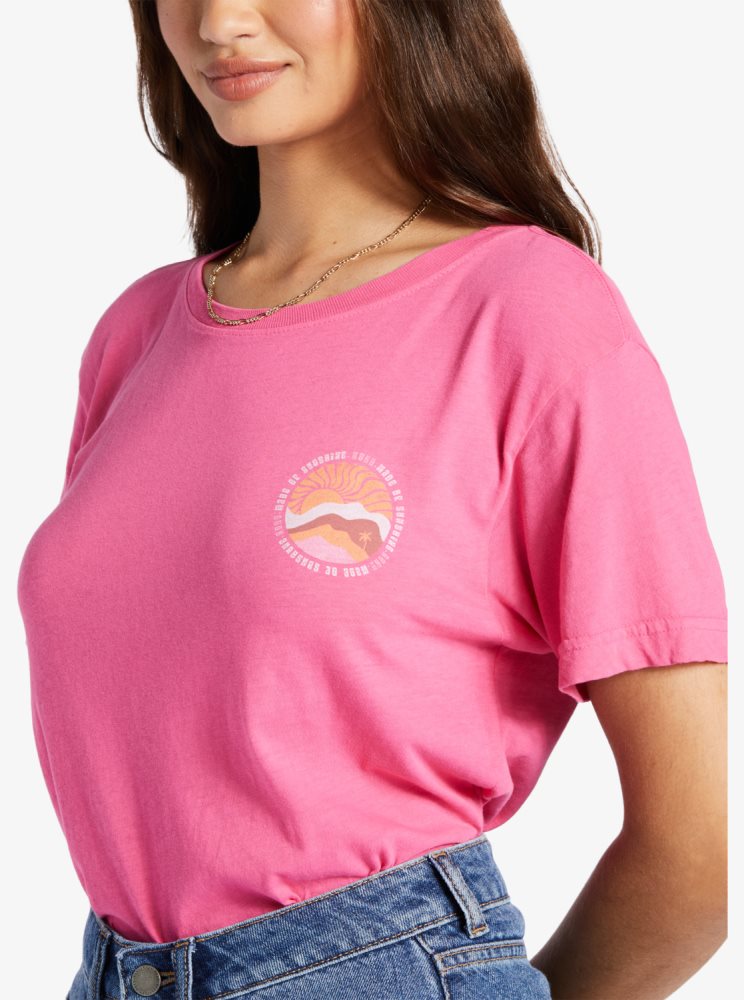 Pink Women's Roxy Made Of Sunshine Oversized T Shirts | USA KLGQ-93540