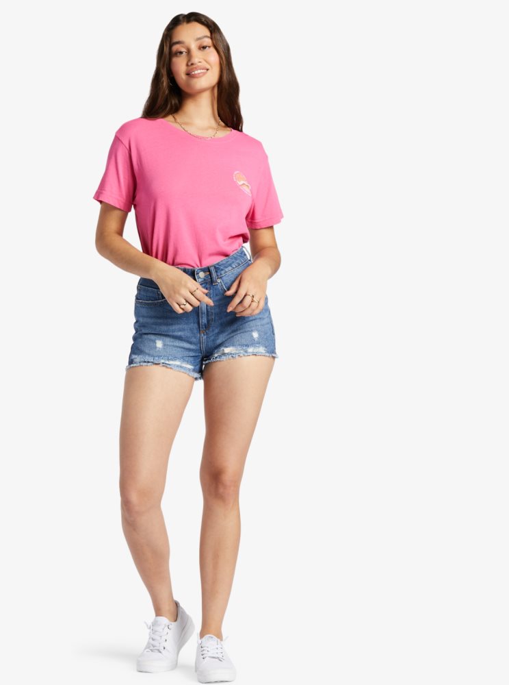 Pink Women's Roxy Made Of Sunshine Oversized T Shirts | USA KLGQ-93540