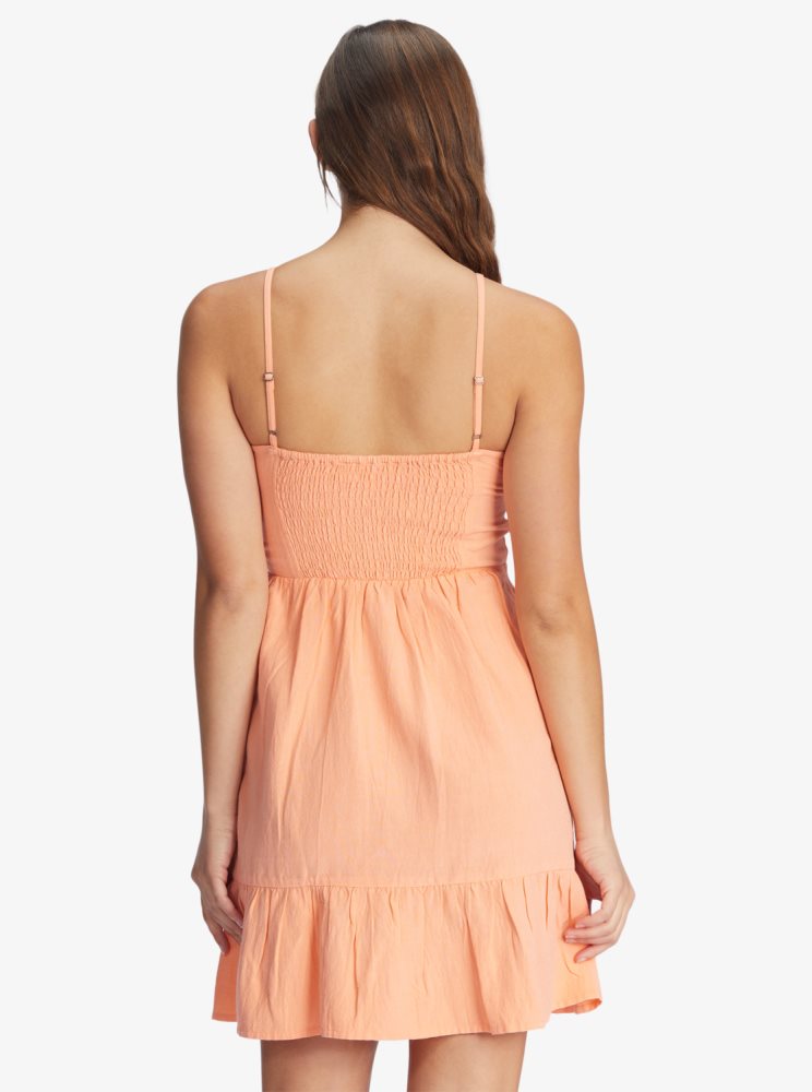 Pink Women's Roxy Moonlit Tide Short Length Strappy Dress | USA ZUIE-58306