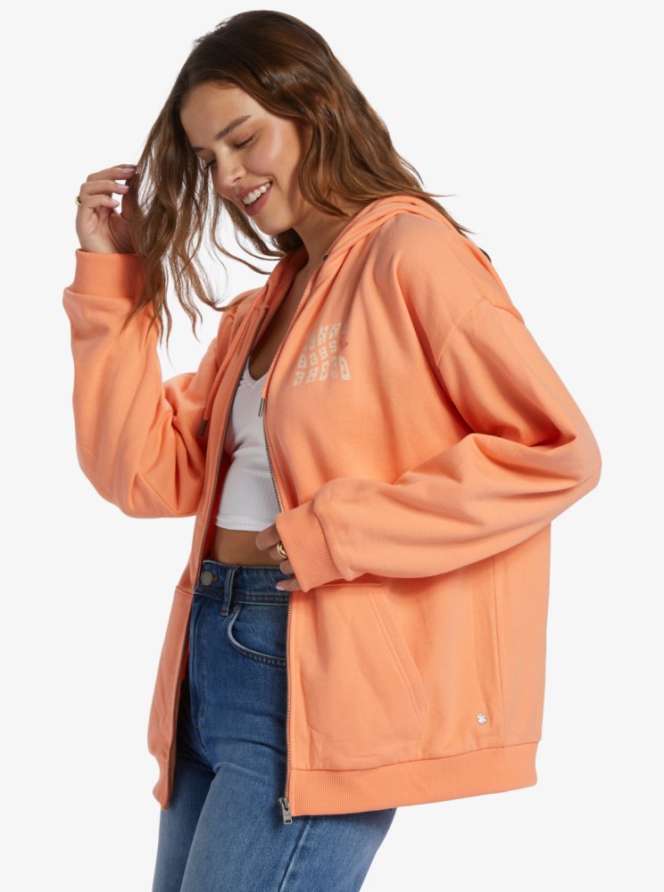 Pink Women's Roxy Oversized Evening Hike A Oversize Hoodie | USA GCQT-49368