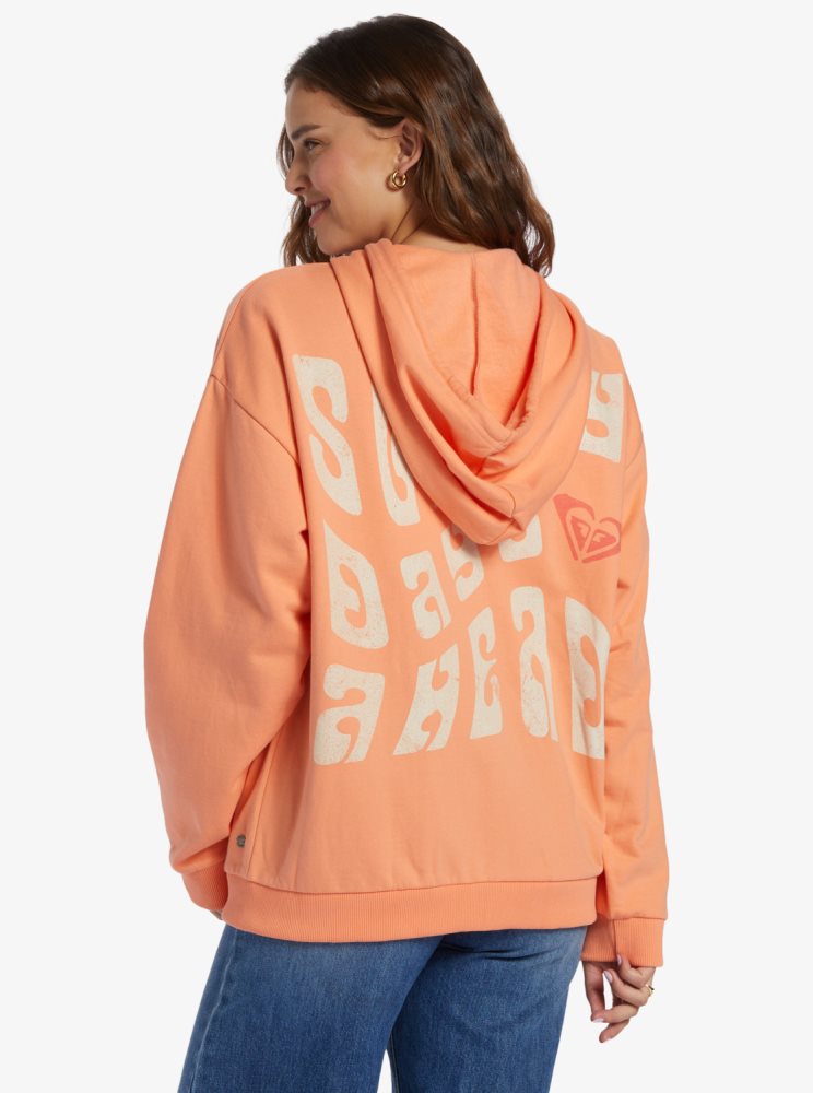 Pink Women's Roxy Oversized Evening Hike A Oversize Hoodie | USA GCQT-49368