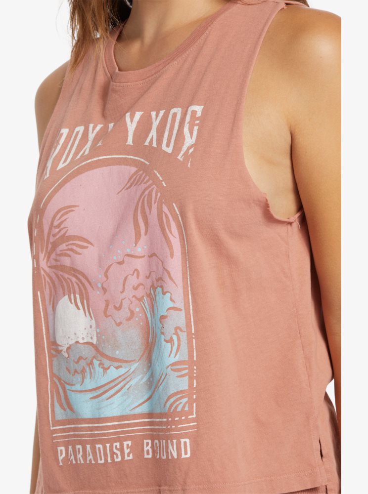 Pink Women's Roxy Paradise View Sleeveless T Shirts | USA SFYZ-09263