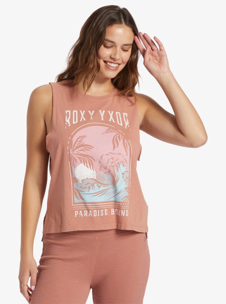 Pink Women\'s Roxy Paradise View Sleeveless T Shirts | USA SFYZ-09263