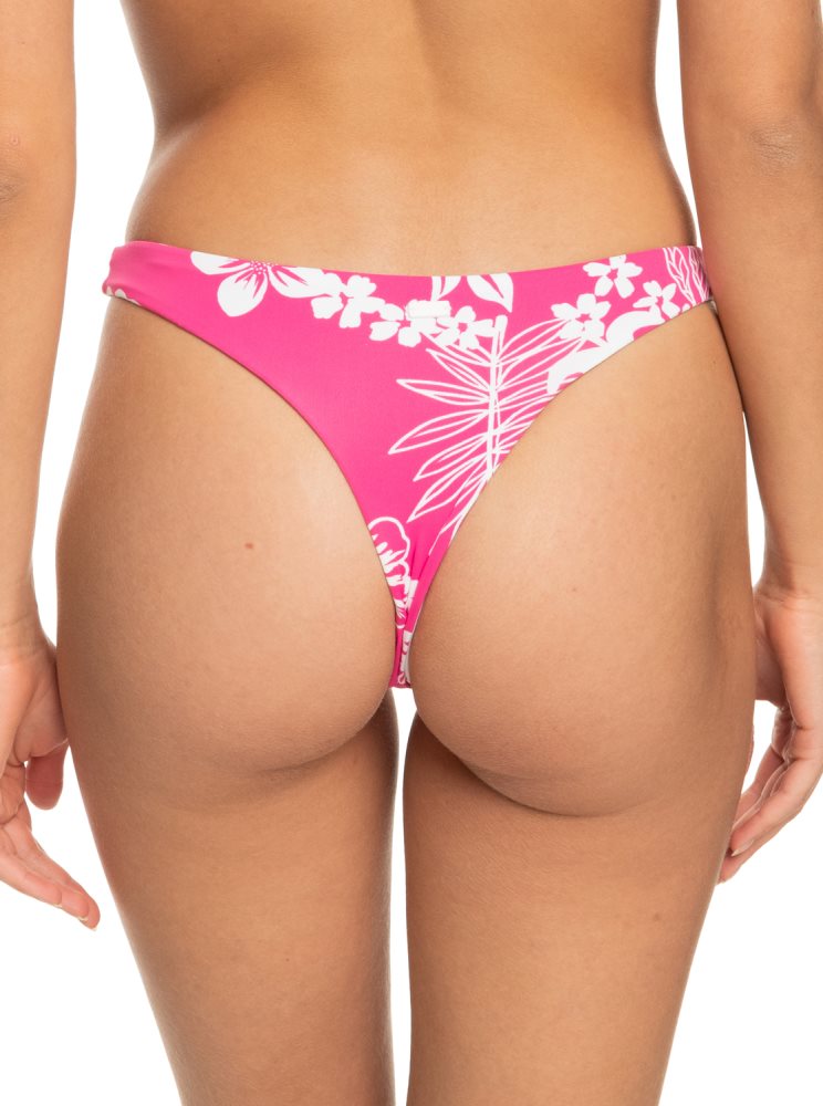 Pink Women's Roxy Printed Beach Classics Skimpy Bikini Bottoms | USA COJU-92863