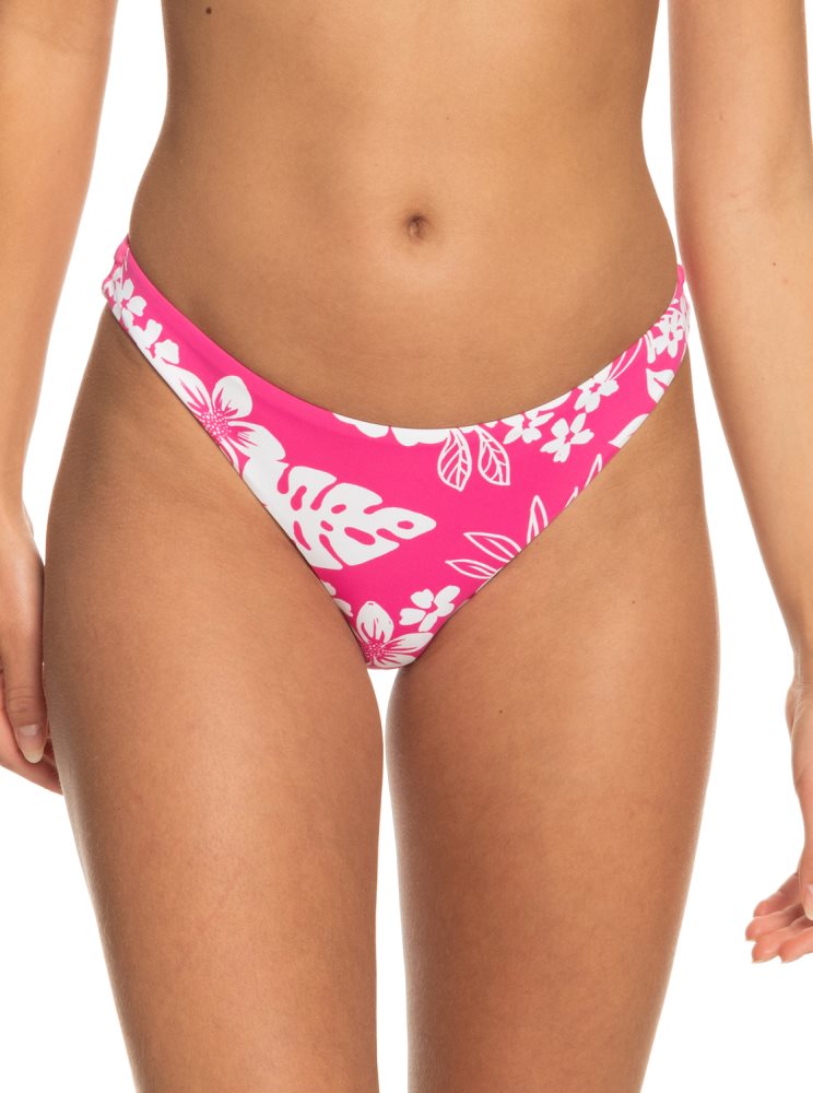 Pink Women's Roxy Printed Beach Classics Skimpy Bikini Bottoms | USA COJU-92863