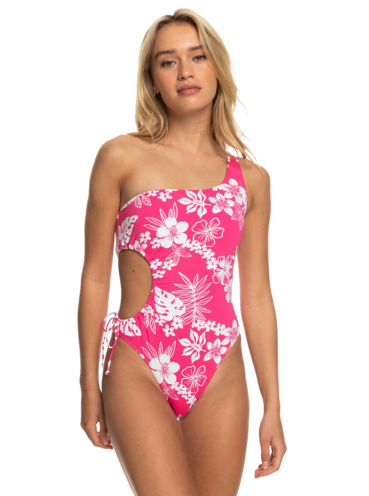 Pink Women's Roxy Printed Beach Classics One Piece Swimsuits | USA HURO-69582