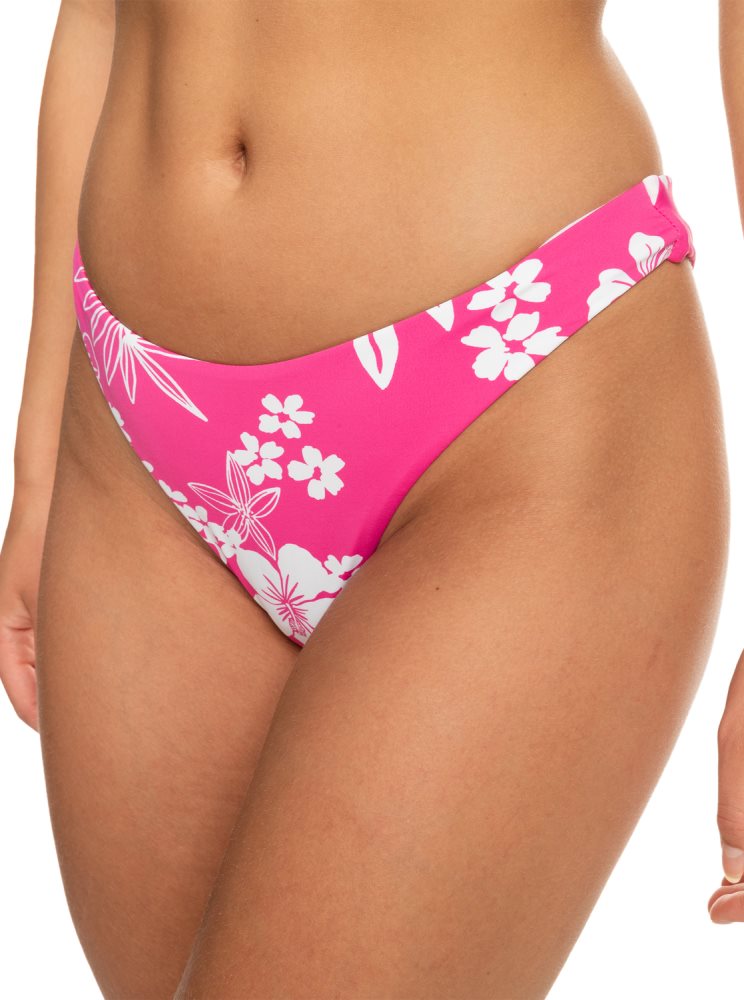 Pink Women's Roxy Printed Beach Classics Cheeky Bikini Bottoms | USA OVLK-12306