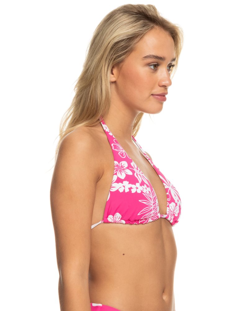 Pink Women's Roxy Printed Beach Classics Elongated Bikini Tops | USA RCUY-45078